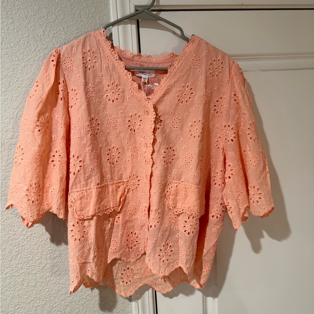 Coral Eyelet Women's Blouse